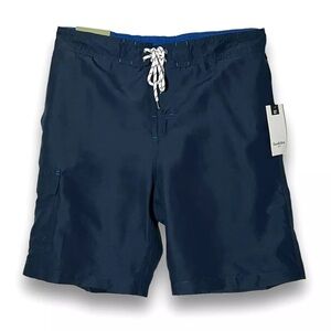 Goodfellow & Co Hits at Knee Board Shorts Men Navy Blue Swim Trunks Sz XXL